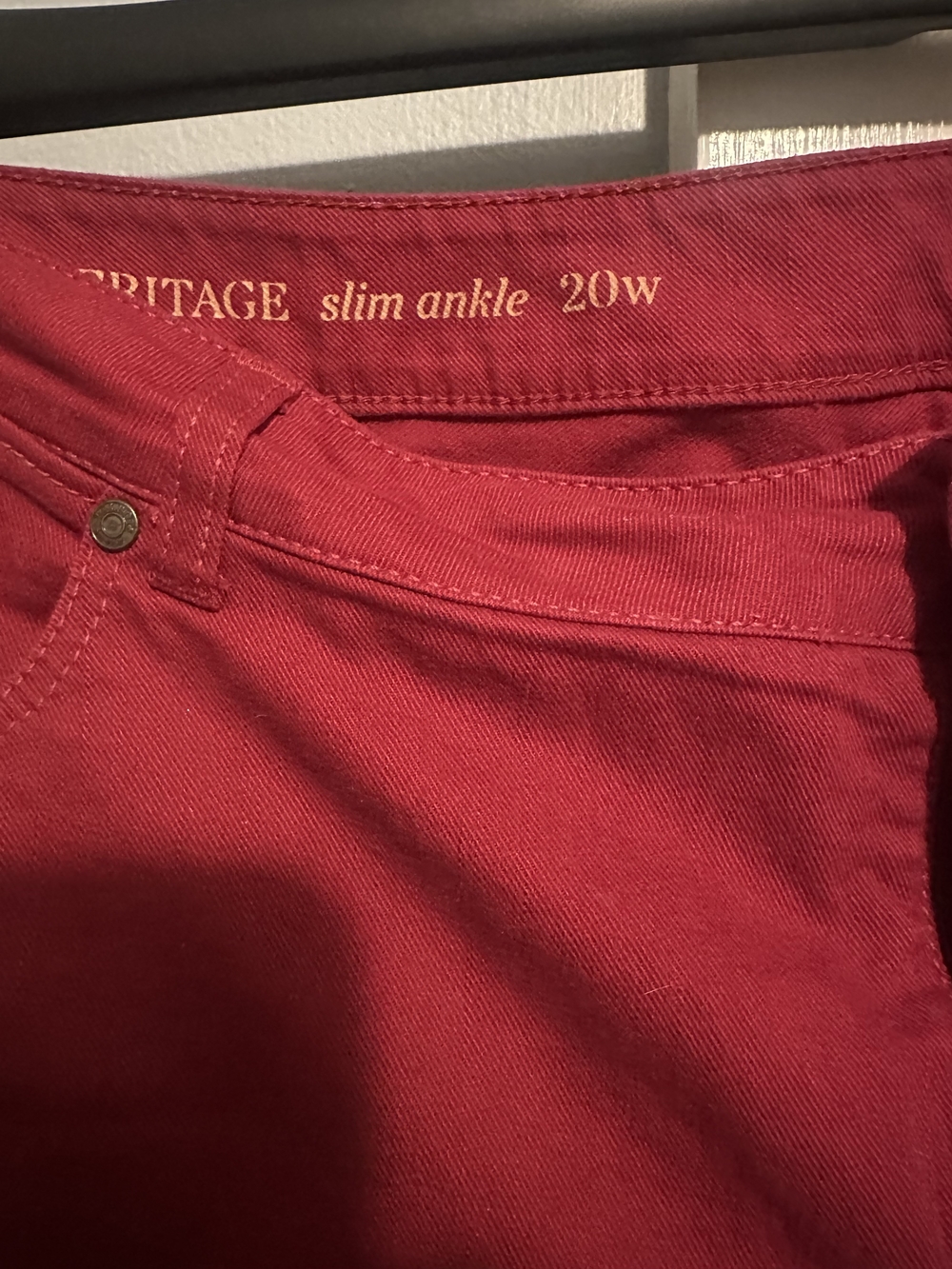 Talbots Heritage Women's Straight-Leg Ankle Jeans in Burgundy Red - Picture 2 of 3